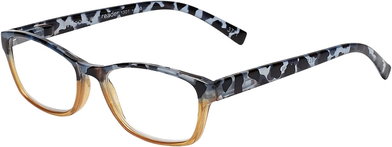 SAV Eyewear (Select-A-Vision) VK Couture Fashion Square Reading Glasses 1301 Brown Blue Demi, 1.25
