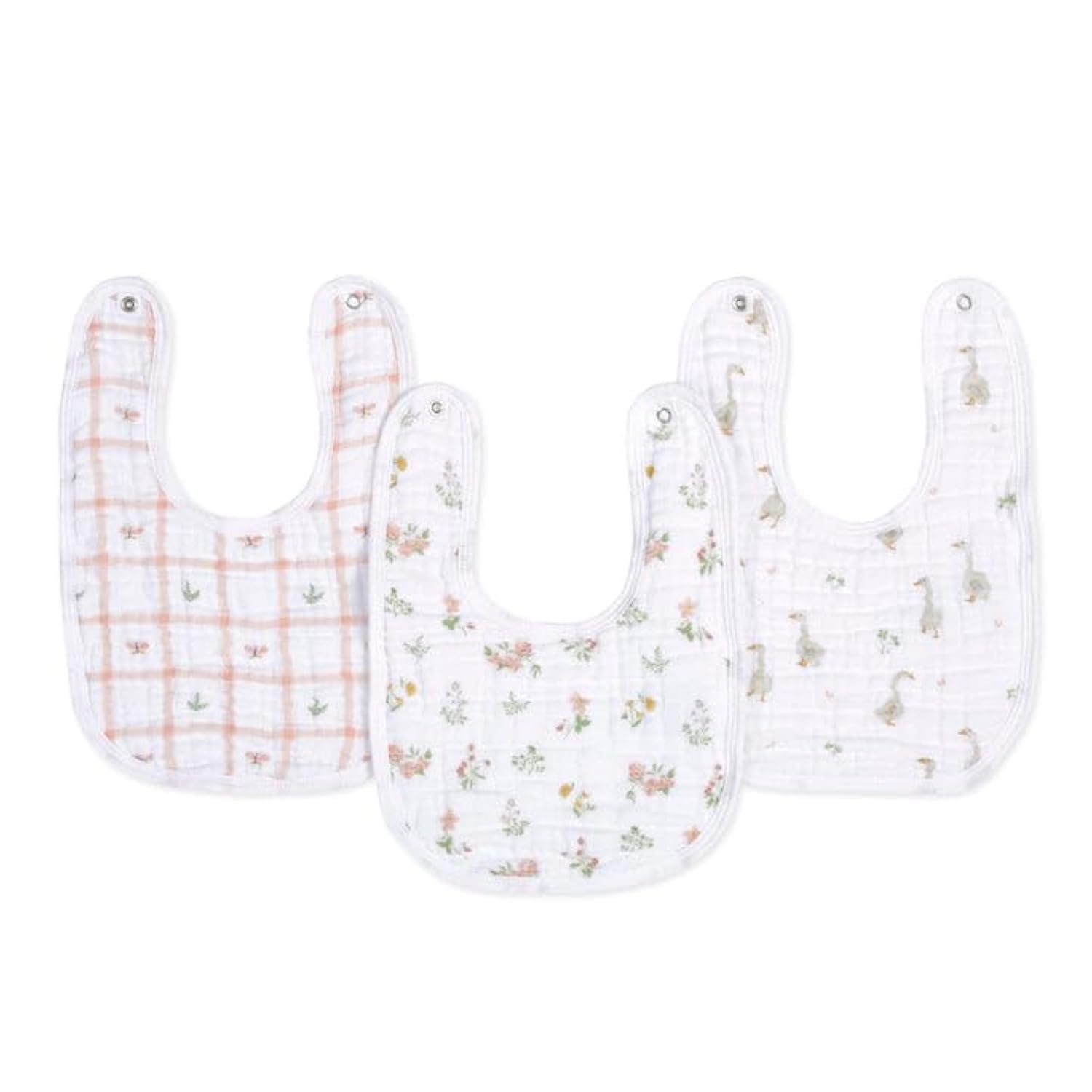 aden + anais™ Essentials 3 Pack Cotton Muslin Baby Snap Bibs Country Floral