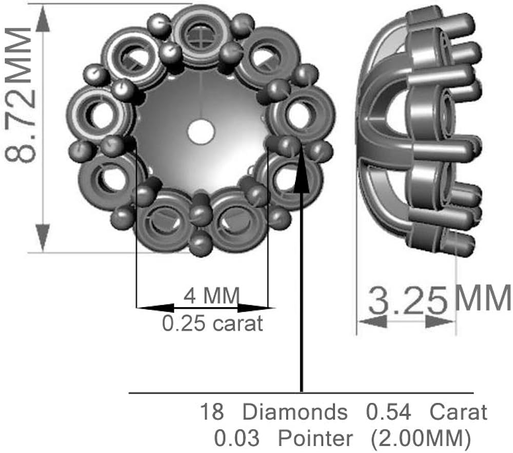 14K White Gold Halo Stud Solitaire 0.50 Carat Total Weight 0.54 Carat White Diamond Earrings Jackets For 4 MM