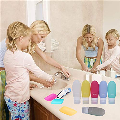 Y&R Direct Travel Bottles Set Refillable Container Tube for Carry on Luggage Liquid, Toiletries and Cream, 3 Fl.oz, with 3 PCS Silicone Toothbrush Holder Covers