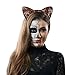 LUX ACCESSORIES Halloween Cat Kitty Cosplay Party Costume Leopard Fabric Ears Bow Tie Tail (3pcs)