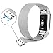 AK for Fitbit Charge 2 Bands, Adjustable Milanese Stainless Steel Metal Band Strap with Magnetic Closure Clasp for Fit bit Charge 2 HR Fitness Tracker (Silver, Small)