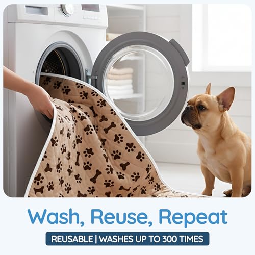 Magnus Creations | Reusable Dog Pee Pads | 5-Layer Washable Puppy Pads | Super Absorbent Waterproof Pet Mats for Home, Car & Travel | Medium & Large Dogs (3-Pack, 76 × 91 cm)