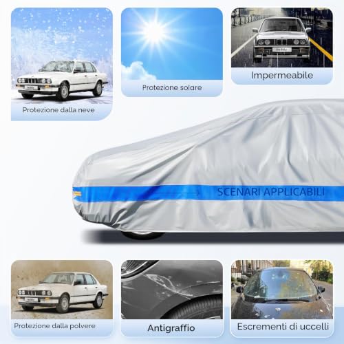 Holthly 10-Layer Outdoor Car Cover, Plush Car Cover, 100% Waterproof, Car Cover Suitable for Coupe Sedan Peugeot RCZ 308CC, BMW Z4, Porsche Boxster 718 Cayman, etc. 3M