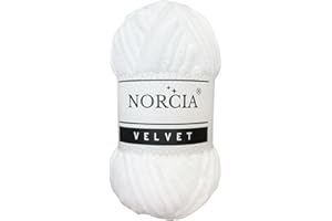 NORCIA, Soft Velvet Yarn Chenille Yarn for Crocheting Super Bulky 100g (74.3 yds) Baby Blanket Yarn for Knitting Amigurumi Yarn for Crochet Weaving Craft (White, 1 Skein)