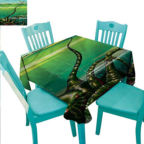 Fabric Dust-Proof Table Cover Octopus Great for Housewarming Kraken Monster Sailor Retro 70"x70"