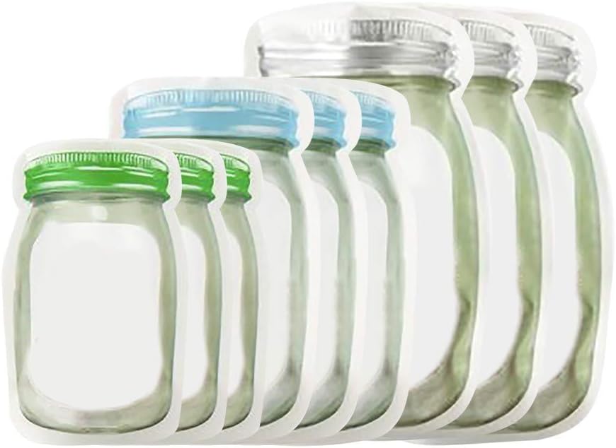 Yamart 10Pcs Mason Jar Bottles Bags, Reusable Preservation Fridge Freezing Food