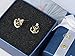 Alilang Golden Tone Blue Clear Crystal Rhinestones Nautical Anchor Stud Earrings