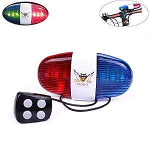 6 LED Lights Electronic Cycling Bike Horn Electric Bell Bicycle Alarm Police Siren for Kids Bike Police Toy