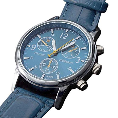 Bokeley Wristwatches, Men Watches,Mens Fashion Luxury Crocodile Faux Leather Stainless Steel Analog Watch (Blue)