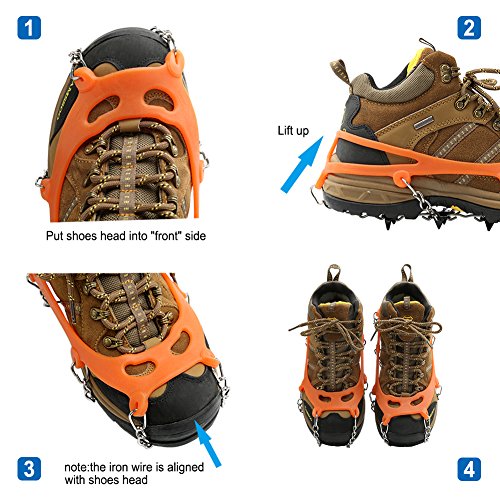 Cosyzone Traction Cleats Ice Snow Grips Crampons Micro Spikes for Shoe Boots, Safe for Outdoor Walking Hiking(L)