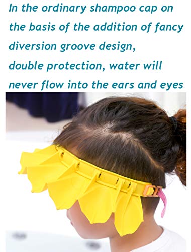 Baby Silicone Shampoo Shower Bathing Cap, Adjustable Shower Cap Kids, Infants Soft Protection Funny Safety Visor Cap for Toddler Children Yellow (Yellow)