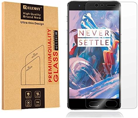 OnePlus 3/OnePlus 3T Screen Protector, [2-Pack]ELEMSY Tempered Glass Screen Protector - 2.5D Round Edges High Clarity 9H Screen Hardness Anti-fingerprints Glass Protector for OnePlus 3/3T