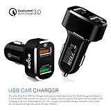 odbo Portable Dual USB Port Car Charger [Qualcomm Certified Quick Charge 3.0], 2.4 Amp Smart Port, 30W for iphone, Samsung Galaxy, Smartphone, LG, Nexus, ipad, Motorola, HTC (Black)