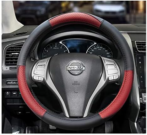 車用ステアリング ハンドルカバー 車のトラックblack Red Orangeための人工レザーステアリングホイールカバー15インチユニバーサルアンチ スリップ Color Red B081yj8dvn 1 929円