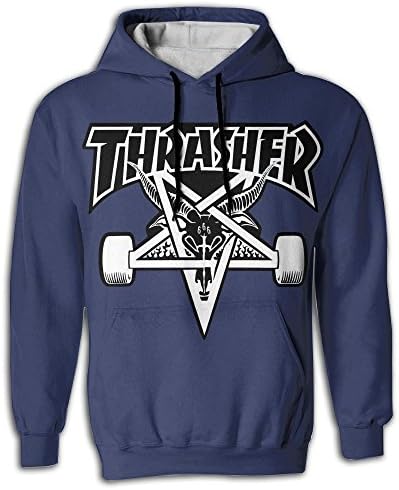 Ryskeco 3D Thrasher Magazine Mens Hooded Sweatshirt With Drawstring Pocket Cozy Pullover Hoodies L