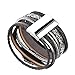 Jenia Women's Leather Cuff Bracelets Boho Bracelet Rope Wrap Bangle Wristband Rhinestone Handmade Jewelry for Kids Ladies Teens Girls Anniversary Gift - Grey