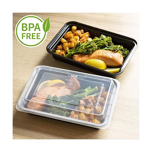 [10 Pack] 1 Compartment BPA Free Reusable Meal Prep Containers - Plastic Food Storage Trays with Airtight Lids…