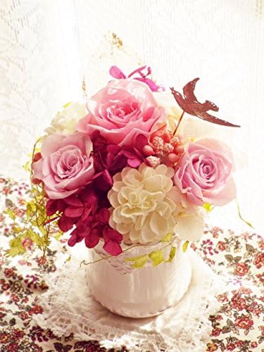 Amazon プリザーブドフラワー 花畑 アレンジ クリアケース 選べるラッピング付き ピンク プリザーブドフラワー オンライン通販