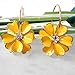 Navachi 18k Gold Plated Yellow Enamel Flower Crystal Az2817e Hoop Earrings(dia. 3cm)