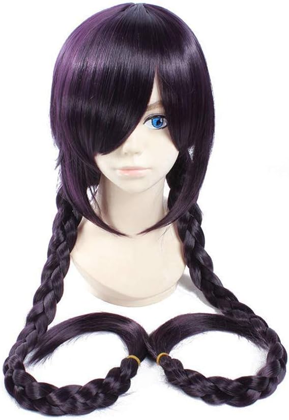 Yamia Anime Cosplay Wig for Fukawa Toko Long Braid Purple Black Wig Women Girls' Party Wigs with Free Cap