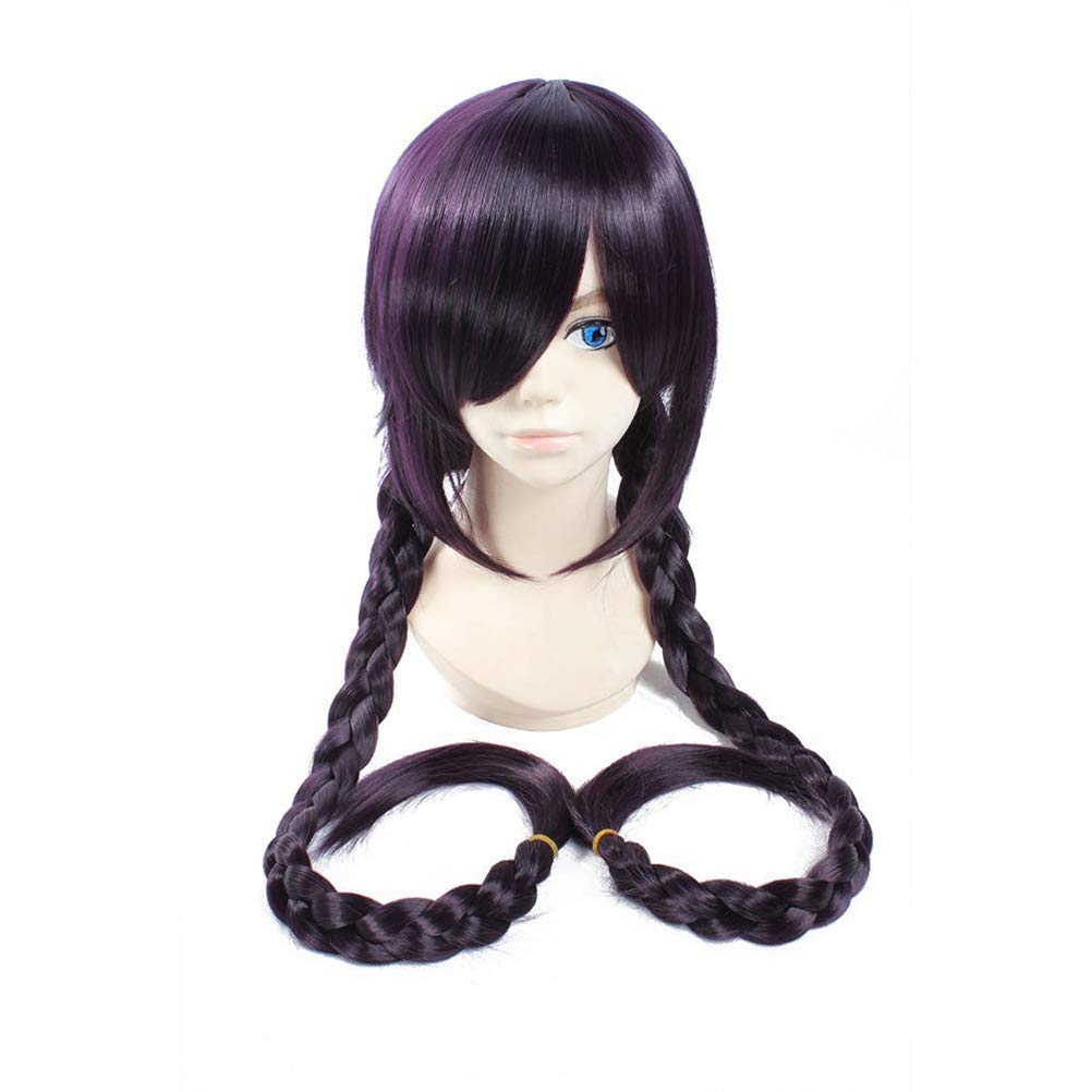 Yamia Anime Cosplay Wig for Fukawa Toko, Long Braid Purple Black Wig Women Girls' Party Wigs with Free Cap