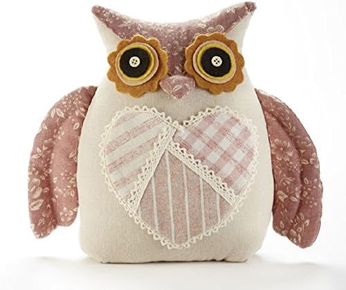 Delton Produts Owl Door Stop with 9 Inches Heart Accent Stuffed Animals Pink