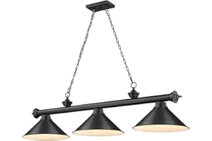 Z-Lite 2306-3MB-MB15 Cordon Billiard Pendant, 3-Light 180 Total Watts, Matte Black