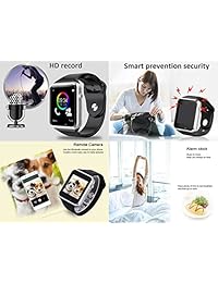 Wzpiss Reloj inteligente con Bluetooth   Reloj de pulsera inteligente sin bloqueo, rastreador de fitness, cámara podómetro, ranura para tarjeta SIM compatible con iOS iPhones, Android, Samsung, niños, mujeres y hombres