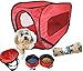 Happy Pet Travel Time Pop Up Pet Kennel Set. Be Prepared Collapsible Pet Condo in Zipper Pouch. Plus Foldable Food Water Bowls, Fleece Blanket, Crate Training E-Book. Dogs, Cats, Bunnies to 20 lbs.