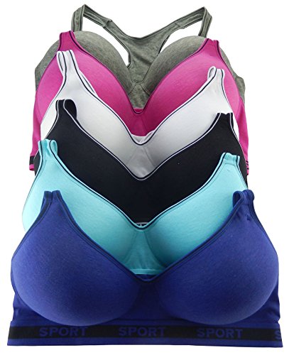 Viola's Secret Women Bras Lot 1 Or 6 Pack of Cotton Sports Bra B Cup C Cup and D Cup (40D, 8916) - Thumbnail 3