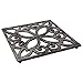Comfify Decorative Cast Iron Trivet for Kitchen Or Dining Table | Square with Vintage Pattern - 6.5 x 6.5 | with Rubber Pegs/Feet - Recycled Metal | Vintage, Rustic Design - Rust Silver Color
