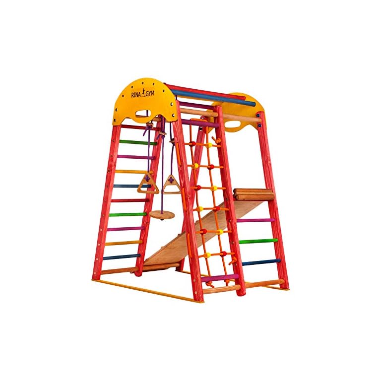 RINAGYM Gimnasio Juegos - De Madera para Interior yEscuela - Niños de 1