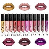 Petansy 12 Colors Shimmer Matte Lipgloss Set Glitter Waterproof Liquid Lipstick Kit