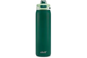 Ello Pop & Fill Stainless Steel Water Bottle with Quick Fill Technology, Double Walled Vacuum Insulated Metal, Leak Proof Locking Lid, Sip & Chug, BPA Free, Holiday Gift for Him Her, 22oz, 32oz, 40oz