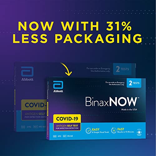BinaxNOW COVID19 Antigen Self Test, 1 Pack, 2 Tests Total, COVID Test
