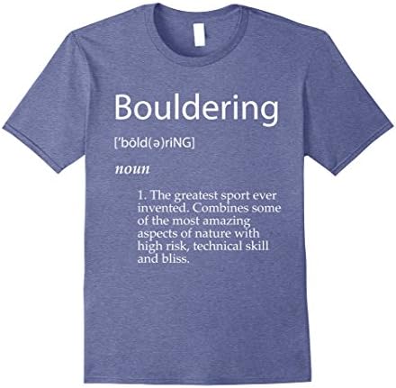 Mens Bouldering Definition T-Shirt - Mountain Climbing Boulder Large Heather Blue