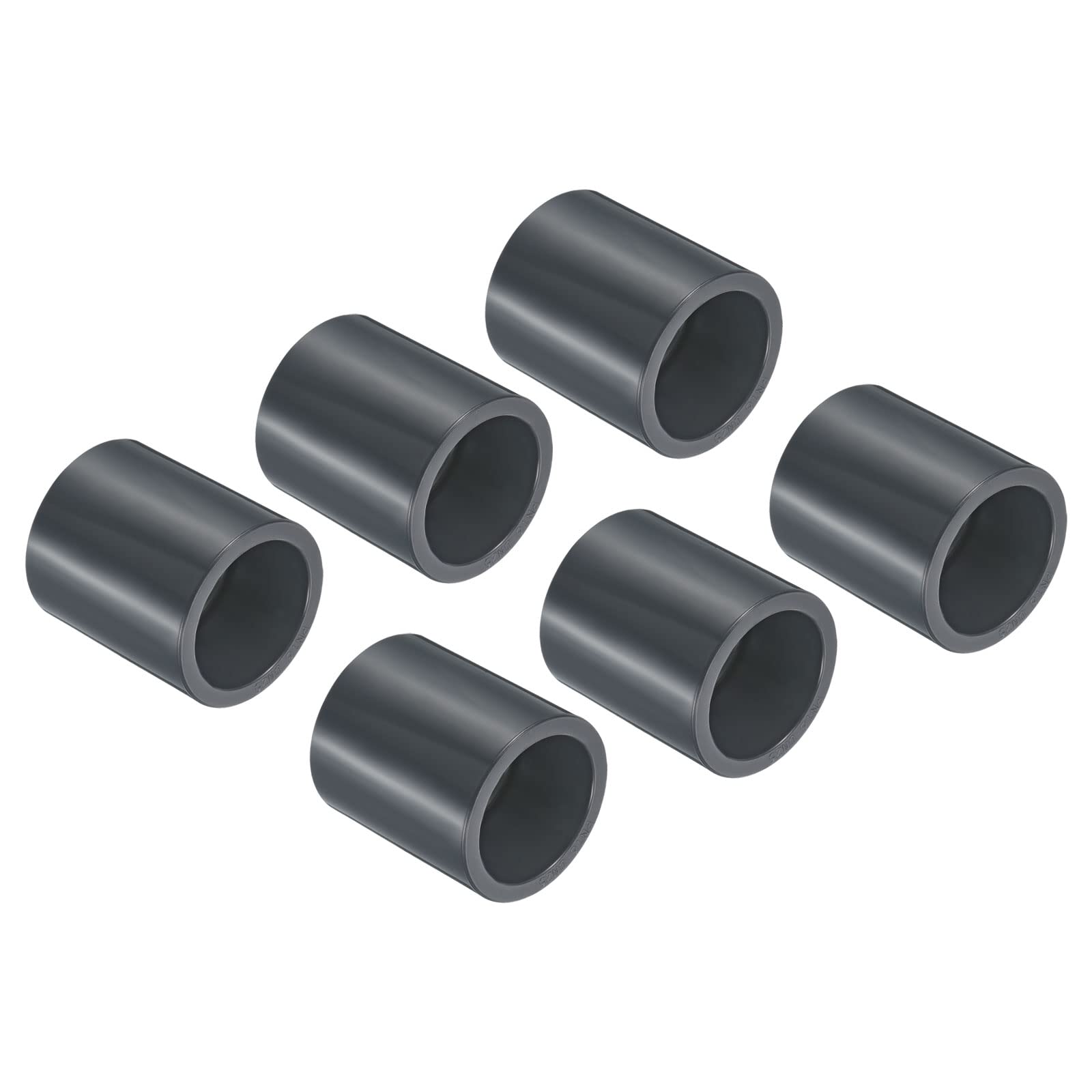 PATIKIL UPVC Pipe Fitting 32mm 1.26 Inch Socket, 6 Pack Straight Coupling Adapter Connector, Dark Grey
