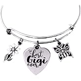Best Gigi Ever Expandable Charm Bracelet Adjustable Silver Bangle Meaningful One Size Fits All Gift Grandmother Gift for Gigi