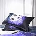 Blue Flame Soccer Duvet Cover Set for Children Boys 3D Printed Football Quilt Cover Set with 2 Pillowcases Fire and Ice Bedding Set with Zipper Closure Queen Size 90