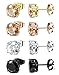 ORAZIO 4 Pairs Stainless Steel Women Stud Earrings Mens Ear Piercing Cubic Zirconia Earrings 5mm