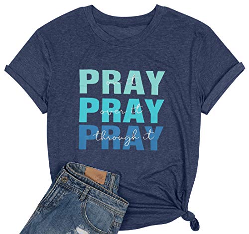Pray-On-It-T-Shirt-Women-Letter-Print-Jesus-Christian-Shirt-Short-Sleeve-Faith-Tee-Shirts-Fall-Tops