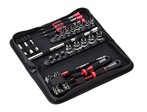 ARES 70260 | Technicians Tool Pouch | Stores 8 1/4-inch Drive and 8 3/8-inch Drive Sockets | Includes 32-Piece 1/4-inch Drive Bit Holder | Securely Stores Sockets and Bits