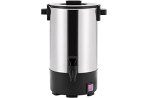 SYBO SR-CP35C Commercial Grade Stainless Steel Percolate Coffee Maker Hot Water Urn for Catering, 30-Cup, 3.5L, Metallic
