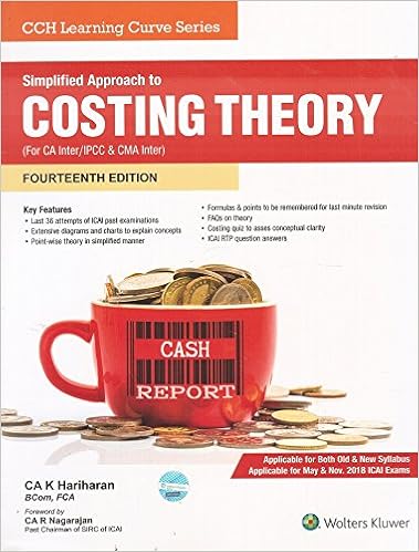 CCH's Simplified Approach to Costing Theory for CA Inter / IPCC & CMA Inter May & Nov. 2018 Exam - by CA K Hariharan