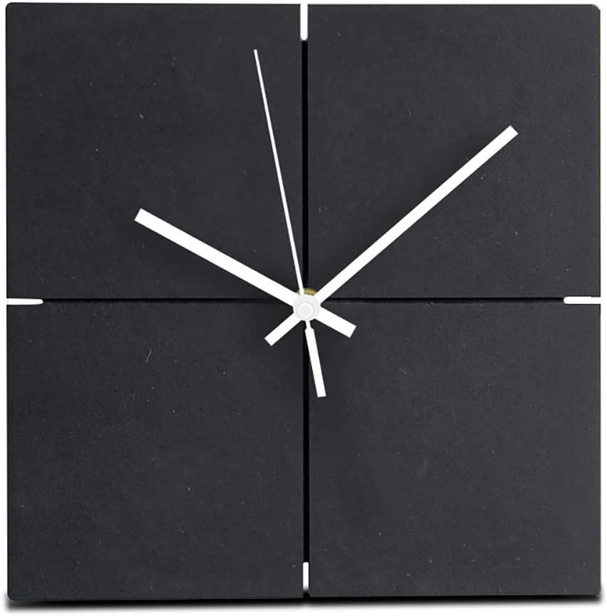 FlorLife Large Giant Wall Clocks Wooden Hanging Clock Square Wood Wall Clock Silent Non-Ticking Room Office Simple Modern Design Home Decor Black