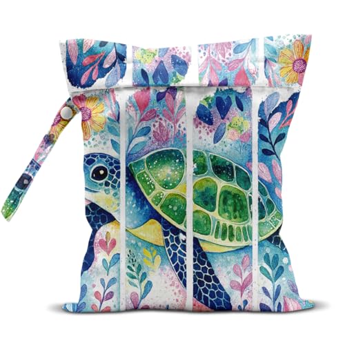 HDHBP Turtle Wet Bag for Swimsuit Dirty Clothes Yoga Gym Diaper, Wet Dry Bag, Beach Vacation Essential for Travel Poor Bathing Summer Turtle Gifts for Turtle Lovers