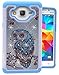 Galaxy On5 Case, Nuomaofly Studded Rhinestone Crystal Bling Hybrid Armor Defender Dual Layer Cover Silicone Rubber Skin Hard Case for Samsung Galaxy On5 / G550 (Owl)