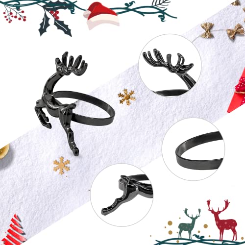 Napkin Rings Set of 4 Black Bulk for Wedding Party Holiday Thanksgiving Christmas Everyday Home Table Decoration Accessory Adornment