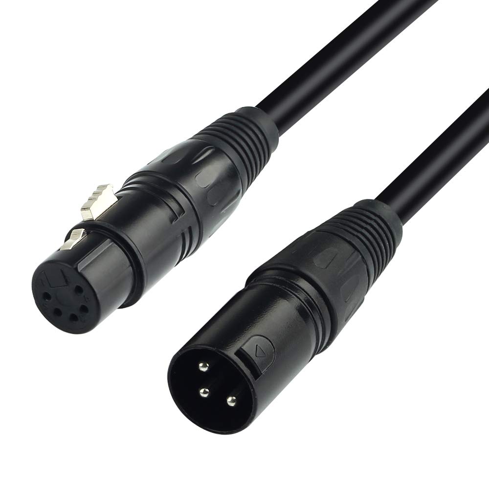 XLR Male 3 Pin to XLR Female 5 Pin DMX 512 Turnaround DMX Stage Light Cable by SiYear, XLR3M to XLR5F Adaptor Cable (12inch / 2Pack) - Image 3